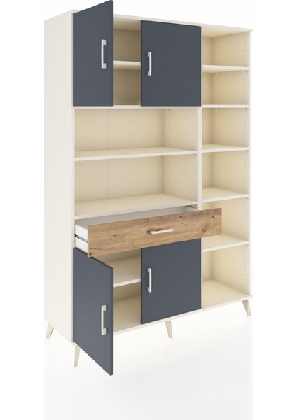 Hyperion Dolap 10 Raflı Tek Çekmeceli 4 Kapaklı 132X44X195 Aytaşı-Antrasit/çam indirimleri