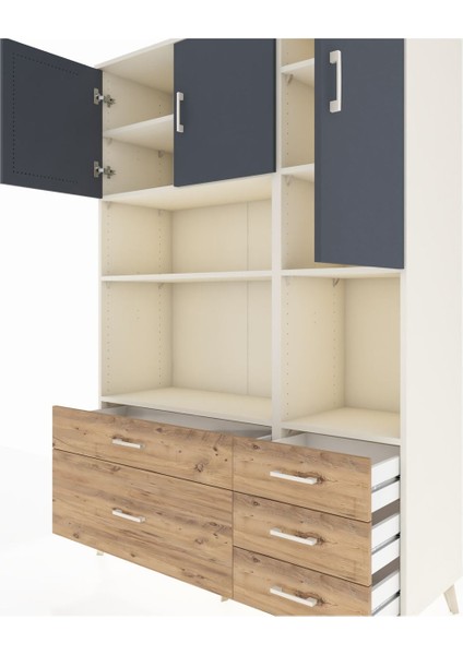 Hyperion Dolap 8 Raflı 5 Çekmeceli 3 Kapaklı 132X44X195 Aytaşı-Antrasit/çam fırsatları