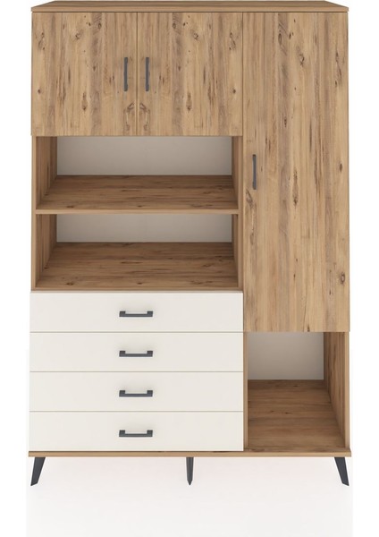 Hyperion Dolap 8 Raflı 4 Çekmeceli 3 Kapaklı 132X44X195 Çam-Çam/aytaşı