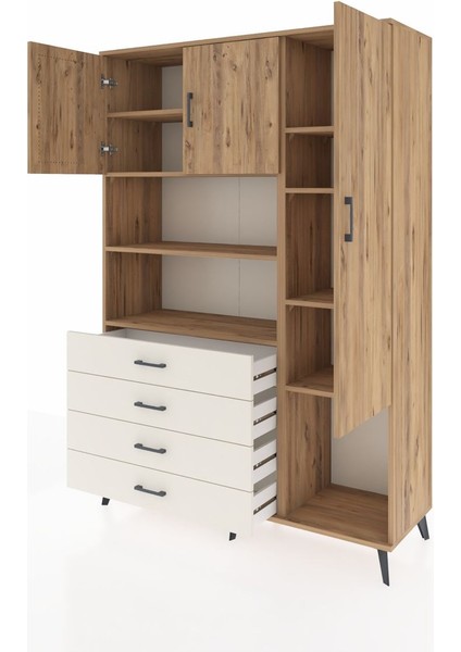 Hyperion Dolap 8 Raflı 4 Çekmeceli 3 Kapaklı 132X44X195 Çam-Çam/aytaşı modelleri