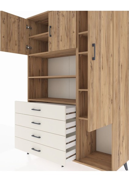 Hyperion Dolap 8 Raflı 4 Çekmeceli 3 Kapaklı 132X44X195 Çam-Çam/aytaşı fırsatları