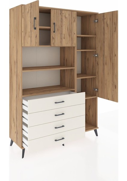 Hyperion Dolap 8 Raflı 4 Çekmeceli 3 Kapaklı 132X44X195 Çam-Çam/aytaşı indirimleri