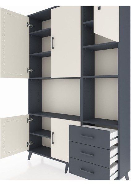 Arges Dolap 9 Raflı 3 Çekmeceli 5 Kapaklı 132X30X195 Antrasit-Aytaşı/antrasit fırsatları