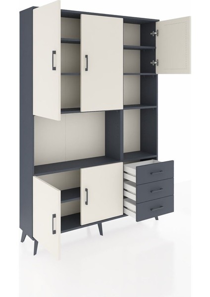 Arges Dolap 9 Raflı 3 Çekmeceli 5 Kapaklı 132X30X195 Antrasit-Aytaşı/antrasit indirimleri