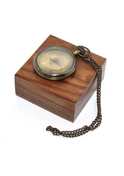 Ahşap Kutulu Pirinç Köstekli Saat Model 11