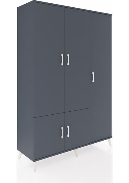 Hyperion Dolap 7 Raflı 5 Kapaklı Tek Askılı 132X44X195 Antrasit-Antrasit/çam fiyatları