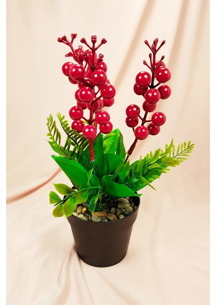 Cocina Yılbaşı Kokina Saksıda Şık Dekorasyon Süsleme Yapay Çiçek 26 cm fiyatları