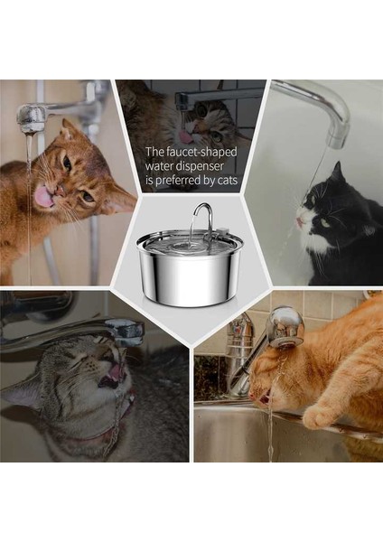 3.2 L Paslanmaz Çelik Kedi Köpek Için Otomatik Su Pınarı Su Çeşmesi Su Sebili Sessiz Pompalı