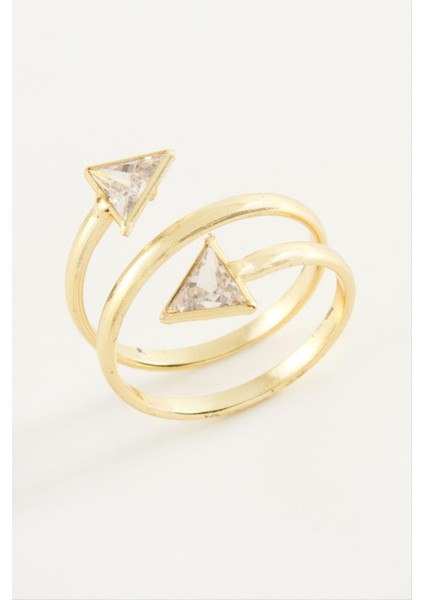 Lvsqvr Üçgen Zirkon Taşlı Yüzük-Sarı fiyatları