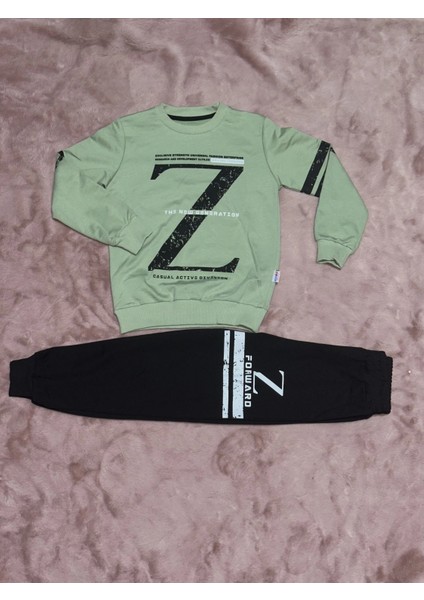 3-9 Yaş Z Baskılı Alt Üst Takım Siyahmint Erkek Çocuk