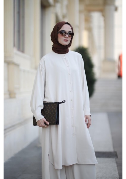 Tesettür Vual Takım Krem