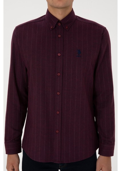 Erkek Bordo Gömlek Desenli 50316559-VR014