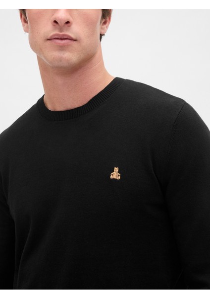 Erkek Siyah Pamuk Bisiklet Yaka Kazak modelleri