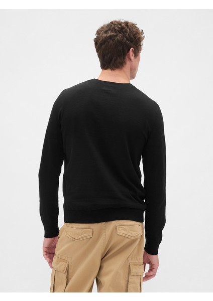 Erkek Siyah Pamuk Bisiklet Yaka Kazak fırsatları