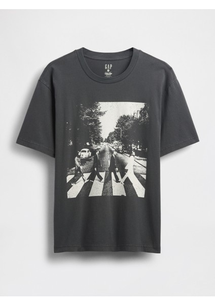 Erkek Koyu Gri The Beatles Relaxed Grafik T-Shirt fiyatları