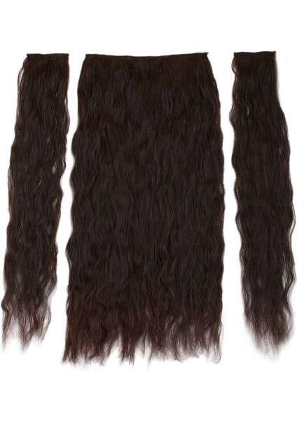 Fiber Sentetik Kabarık Dalgalı Yarım Ay + 2 Yan Çıt Çıt - Koyu Kahve fiyatları