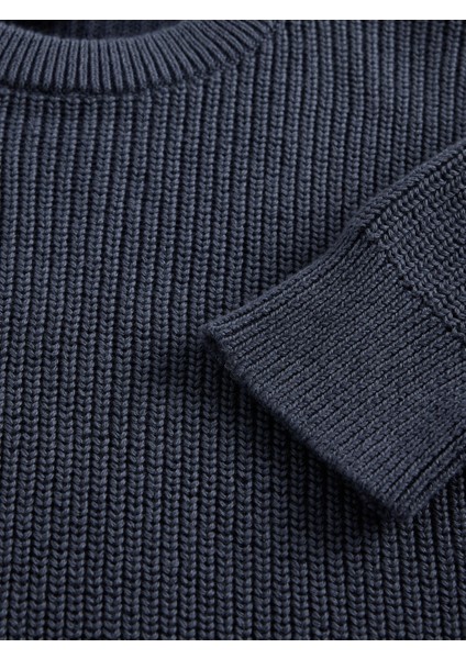 Erkek Çocuk Mavi Relaxed Shaker-Stitch Crewneck Kazak fiyatları