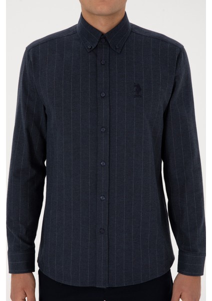 Erkek Lacivert Gömlek Desenli 50316559-VR033