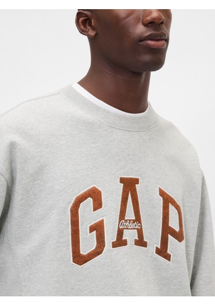 Erkek Gri Heavyweight Oversized Logo Sweatshirt modelleri