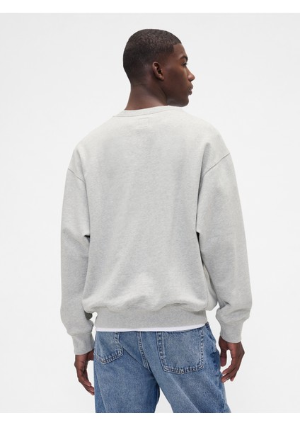 Erkek Gri Heavyweight Oversized Logo Sweatshirt fırsatları
