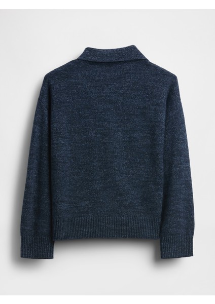 Erkek Bebek Lacivert Yaka Detaylı Düğmeli Ön Süveter fiyatları