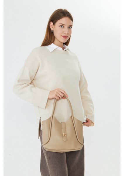 Arlina Bej Çapraz Askılı Yavrulu Kadın Omuz, Kol ve El Çantası