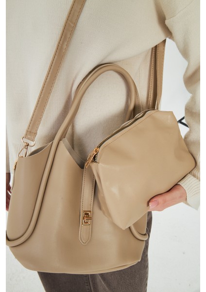 Arlina Bej Çapraz Askılı Yavrulu Kadın Omuz, Kol ve El Çantası modelleri