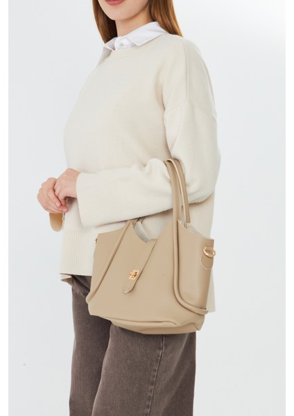 Arlina Bej Çapraz Askılı Yavrulu Kadın Omuz, Kol ve El Çantası