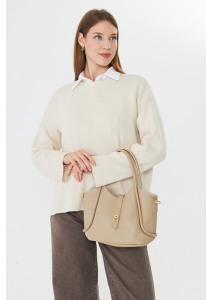 Arlina Bej Çapraz Askılı Yavrulu Kadın Omuz, Kol ve El Çantası