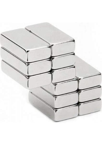 20 Adet 20X10X5 mm Neodyum Magnet N35 Güçlü Mıknatıs Köşeli ve Dayanıklı Nikel Kaplama