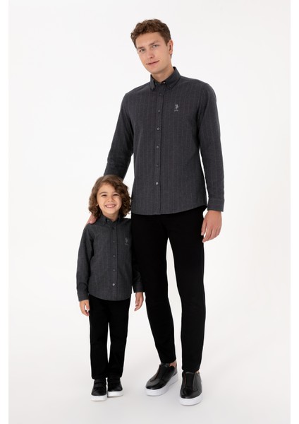 Erkek Antrasit Gömlek Desenli 50316559-VR006