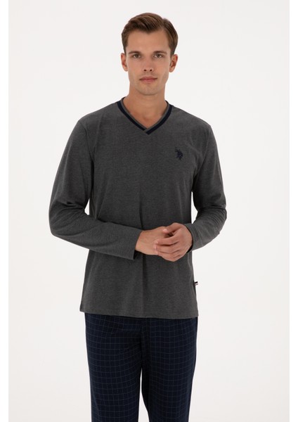 Erkek Antrasit Melanj Pijama Takım 50318616-VR081 modelleri