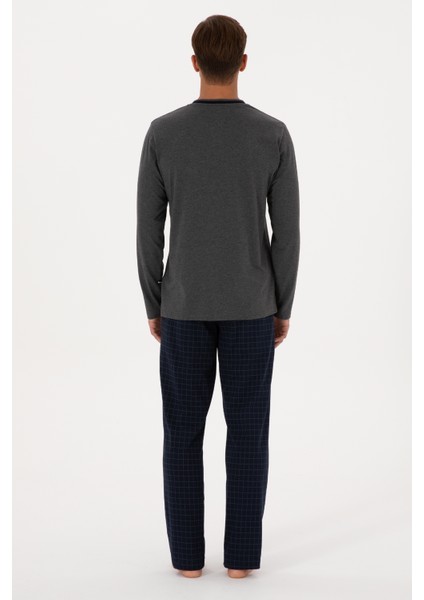 Erkek Antrasit Melanj Pijama Takım 50318616-VR081 indirimleri