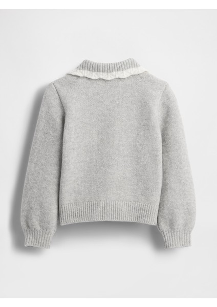 Kız Bebek Gri Cashsoft Yaka Detaylı Kazak modelleri