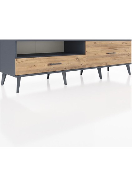 Hyperion Tv Ünitesi Tek Raflı 2 Çekmeceli 176X44X51 Antrasit-Antrasit/çam fiyatları