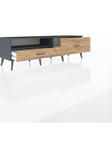 Hyperion Tv Ünitesi Tek Raflı 2 Çekmeceli 176X44X51 Antrasit-Antrasit/çam indirimleri