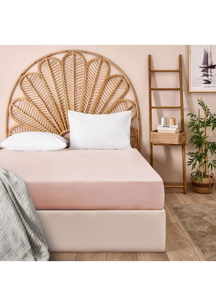 Soft Tek Kişilik Lastikli Çarşaf - Toz Pembe - 100X200 cm