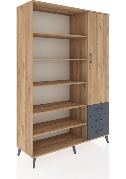 Hyperion Dolap 9 Raflı 3 Çekmeceli Tek Kapaklı 132X44X195 Çam-Çam/antrasit fiyatları