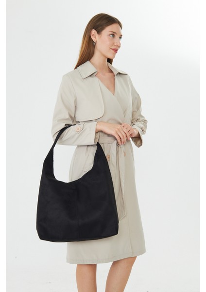 Vianor Siyah Süet Salaş Tek Saplı Kadın Omuz, Kol ve El Çantası