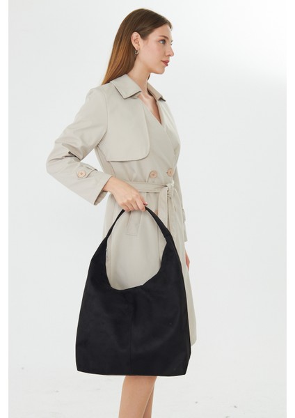 Vianor Siyah Süet Salaş Tek Saplı Kadın Omuz, Kol ve El Çantası