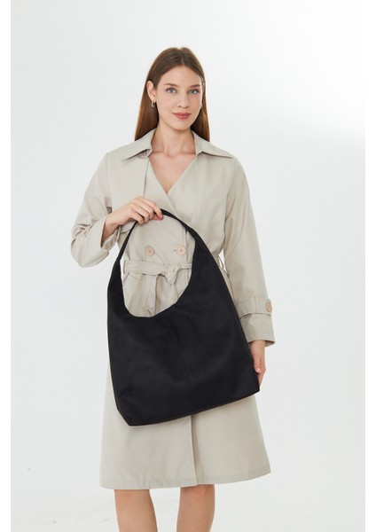 Vianor Siyah Süet Salaş Tek Saplı Kadın Omuz, Kol ve El Çantası