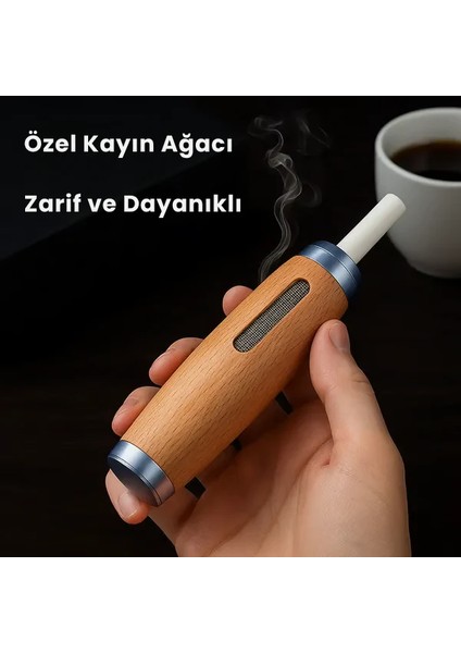 Lüks Kayın Ağacı Araç Sigara Tutucu. Portatif Duman Küllük, Kül Dökülmez. Şık ve Dayanıklı fiyatları
