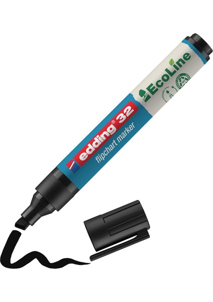 32 Ecoline Flipchart, Siyah, 1, Kesik Uç, Yeniden Doldurulabilir