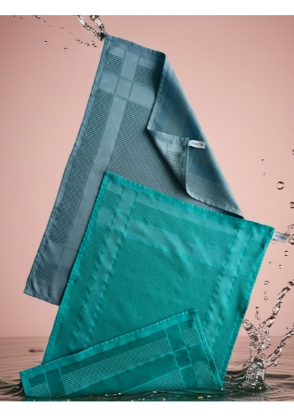 Aliva's Premium Mikrofiber Sihirli Temizlik Bezi 2'li Set - Kurulama ve Cam Bezi 40X60 cm Gri ve Yeşil Renk