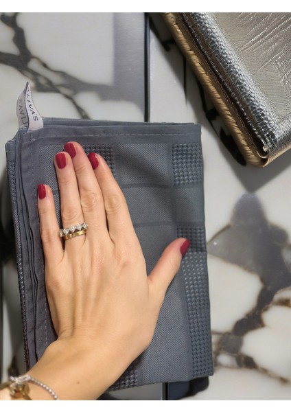 Aliva's Premium Mikrofiber Sihirli Temizlik Bezi 2'li Set - Kurulama ve Cam Bezi 40X60 cm Gri ve Yeşil Renk