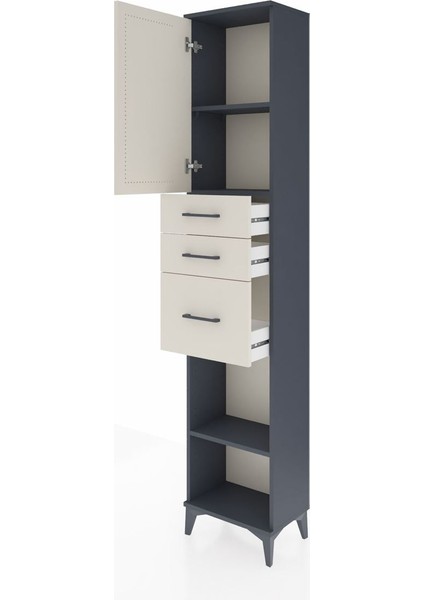 Arges Dolap 3 Raflı 3 Çekmeceli Tek Kapaklı 44X30X221 Antrasit-Aytaşı fırsatları