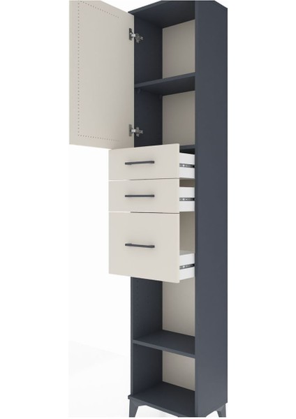 Arges Dolap 3 Raflı 3 Çekmeceli Tek Kapaklı 44X30X221 Antrasit-Aytaşı indirimleri