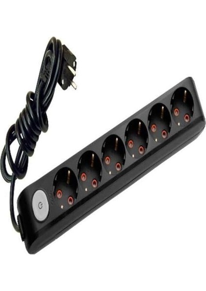 Multi-Let 6 Lı Siyah Anahtarlı Priz 1mt
