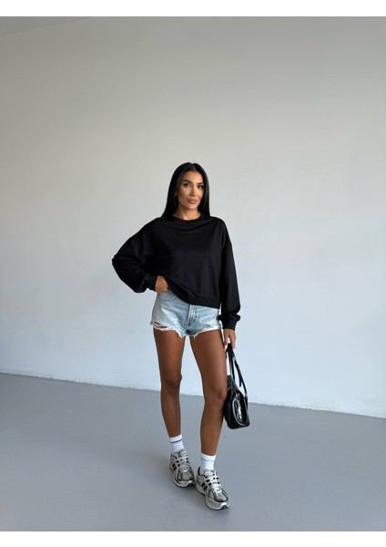 2 Iplik Yumuşak Dokulu Bisiklet Yaka Oversize Kalıp Sweatshirt modelleri