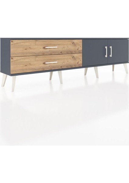 Arges Tv Ünitesi Tek Raflı 2 Çekmeceli 2 Kapaklı 176X30X51 Antrasit-Antrasit/çam fiyatları